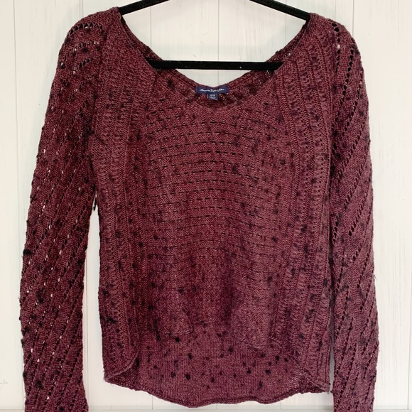 American Eagle open-weave maroon sweater - Picture 1 of 3